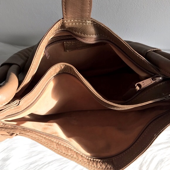 Gabay | Woven Leather Shoulder Bag Taupe w/Gold Orb - Picture 5 of 8